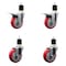 Service Caster 4'' Red Poly Swivel 1-7/8'' Expanding Stem Caster Set 2 Total Lock Brakes, 4PK SCC-EXTTL20S414-PPUB-RED-2-S-2-178 - alternate 1